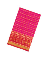 Pink Handloom Rajkot Patola Ikat Silk Saree With Tie & Dye Floral Motifs-IK0484