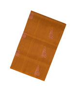 Oil Mustard Handloom Soft Silk Saree With Stripes & Floral Motifs