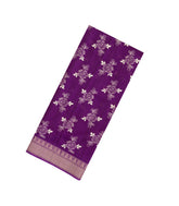 Purple Printed Art Dola Silk Saree With Floral Motifs-BL5748