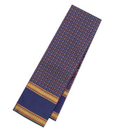 Navy Blue Handloom Kanchipuram Silk Saree With Checks & Button Motifs-KA13741