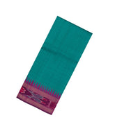Cyan Woven Dupion Silk Saree With Tie & Dye Border-DS0637