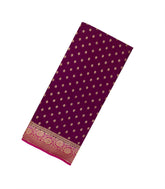 Burgundy Handloom Banarasi Khadi Georgette Silk Saree With Floral Motifs-BE1591