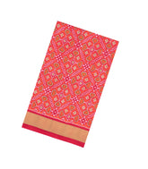 Peach Handloom Pochampally Ikat Silk Saree With Tie & Dye Motifs -IK0415