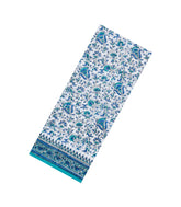 White Woven Jaipur Cotton Saree With Printed Blue Floral Motifs-JC1436