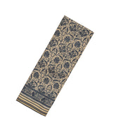 Beige Handloom Chanderi Cotton Saree With Black Printed Floral Motifs-CC1305