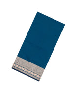 Navy Blue Woven Blended Satin Saree With Floral Zari Border-BL6011