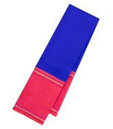 Blue Handloom Korvai Kanchipuram Silk Saree With Contrast Border-KA16212