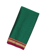 Dark Green Woven Cotton Saree With Kasuti Hand Embroidery Pallu-EN1753