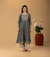 Printed Dark Grey Kurta-KR0846