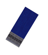 Blue Printed Synthetic Linen Saree With Zari border-BL5155