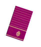 Hot Pink Handloom Silk Cotton Saree With Veldhari Stripes-SC4354