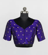 Purple Readymade Tussar Silk Blouse With Zari Buttas-RB5245