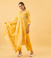 Bright Yellow Floral Printed Kurta Set