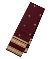 Dark Brown Kanchipuram Silk Saree With Floral Zari Buttas-KA14911