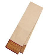 Taupe Handloom Korvai Kanchipuram Silk Saree With Crimson Border-KA15439