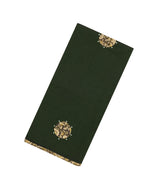 Bottle Green Woven Chirala Cotton Saree With Printed Floral Motifs-CR1370