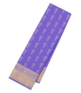 Lavender Handloom Kanchipuram Silk Saree With Zari Checks & Stripes-KA14470