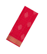 Red Woven Synthetic Chiffon Saree With Printed DIamond Motifs-BL4911