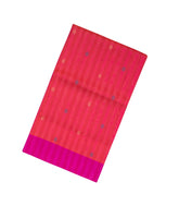 Hot Pink Handloom Soft Silk Saree With Stripes & Buttas