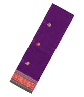 Purple Handloom Kanchi Cotton Saree With Peacock Buttas-KC1718
