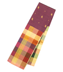 Multicolour Checks Handloom Natural Dyed Muppagam Silk Saree-KA16223