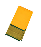 Yellow Handloom Korvai Kanchipuram 9 Yards Silk Saree With Green Border-KA13389