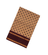 Sandal Sungudi Cotton Saree With Floral Print