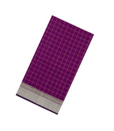 Dark Magenta Handloom Maheswari Silk Cotton Saree With Checks-SC4939