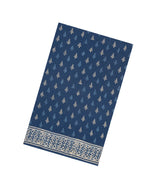 Indigo Printed Jaipur Cotton Saree With Floral Motifs-JC1598