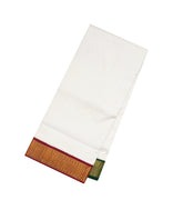 White Handloom Kanchipuram Korvai 9 Yards Silk Saree With Ganga Jamuna Border