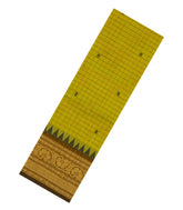 Olive Green Woven Chettinad Cotton Saree With Checks & Buttas-CN1857