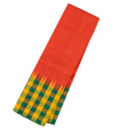 Red Handloom Kanchipuram Silk Saree With Buttas & Checked Border-KA13430