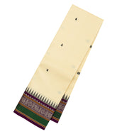 Cream Handloom Korvai Kanchipuram Silk Saree With Annam Motifs-KA14319