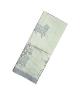 Grey Woven Blended Dupion Saree With Embroidered Cow Motifs-BL3850