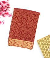 Maroon Handwoven Banarasi Georgette Silk Saree With Floral Motifs