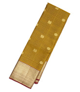 Oil Mustard Handloom Kanchipuram Silk Saree With Zari Checks & Annam Buttas-KA13011