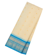 Off White Handloom Gadwal SICO Saree With Cotton Body & Silk Border-GA0411