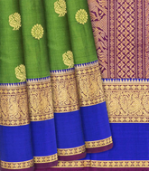 Green Handloom Soft Silk Saree With Annam Motifs-Green