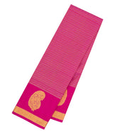 Hot Pink Handloom Kanchipuram Silk Saree With Zari Stripes-KA15313