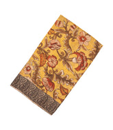 Yellow Handloom Tussar Silk Saree With Printed Kalamkari Motifs-TU2885