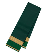 Bottle Green Woven Pure Silk Saree With Contrast Border-KA15625