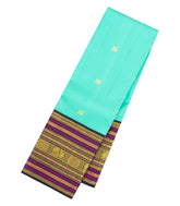Turquoise Handloom Korvai Kanchipuram Silk Saree With Zari Buttas-KA16375