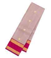 Dusty Pink Handloom Korvai Kanchipuram Silk Saree With Zari Buttas-KA15948