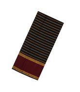 Black Handloom Silk Cotton Saree With Veldari Stripes-SC3896