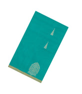 Turquoise Handloom Village Cotton Saree With Buttas-VC1671