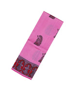 Bubble-gum Pink Woven Tussar Silk Saree With Printed Dance Motifs-TU2994