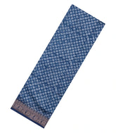Indigo Printed Chanderi Cotton Saree With Zari Border-CC1467