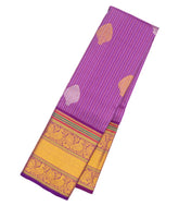 Lavender Handloom Kanchipuram Silk Saree With Stripes & Buttas