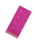 Hot Pink Woven Tussar Silk Saree With Floral Motifs-TU3256