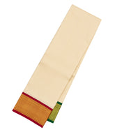 Off White Handloom Korvai Kanchipuram Silk Saree With Ganga Jamuna Border-KA13678